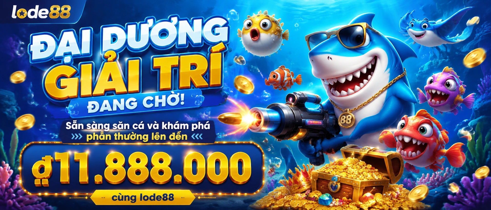 Bắn Cá Lode88 giao diện đại dương với nhiều bàn chơi